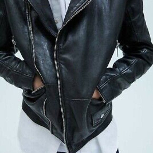 90% NEW ZARA LEATHER JACKET, MENS SIZE M - Picture 2 of 13